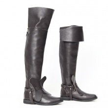 【代购】SartoriaJ 75鞋 真皮巴洛克过膝靴 深褐Baroque Boots(Dark Brown Leather)